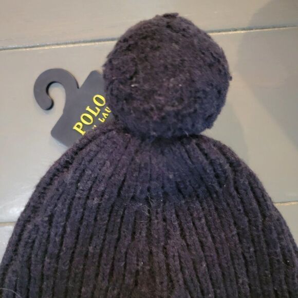 Polo Ralph Lauren Men`s Blue Wool/Nylon Big Pony Signature Merino Cuffed Beanie - Picture 7 of 13